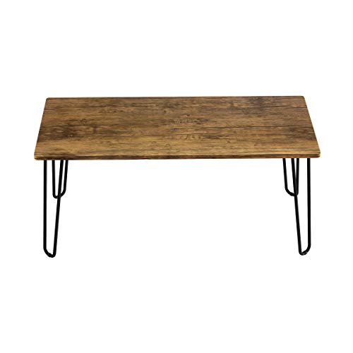 Lavish Home Coffee Table with Hairpin Legs, Brown Woodgrain-Look, 41.25" | Modern Industrial Style Home Decor - Woodgrain-Look and Steel Accent Living Room Furniture - color: Rustic Brown Woodgrain