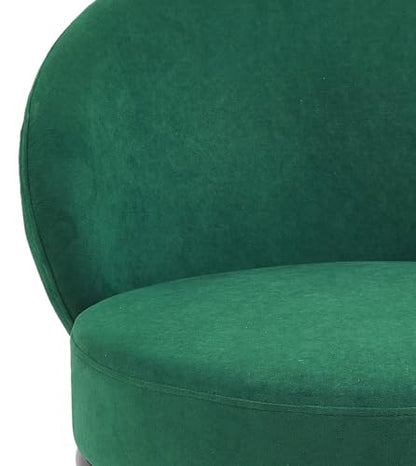 GDFStudio 27" Modern Accent Chair, Comfy Lounge Chair, Velvet Upholstered Chair, Mid Century Modern Armchair with Metal Legs, Solid Wood Frame, Cushion Barrel Side Chair for Living Room Bedroom, Green - color: Green + Velvet