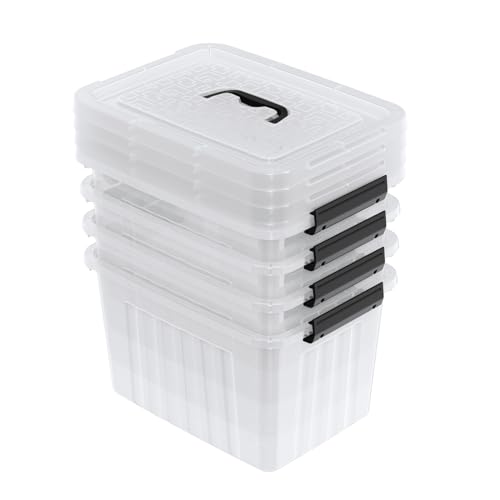 4-Pack Storage Bins with Latch Lids, Clear Plastic Storage Box, 18 L | BPA-Free, See-Through Organizing Solution, Latches, Convenient Top Handle, for Home Office Closet Use - size: 18 L