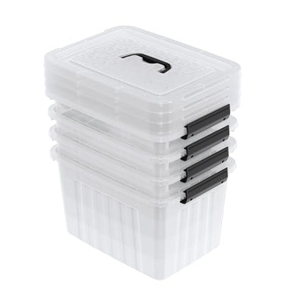 4-Pack Storage Bins with Latch Lids, Clear Plastic Storage Box, 18 L | BPA-Free, See-Through Organizing Solution, Latches, Convenient Top Handle, for Home Office Closet Use - size: 18 L