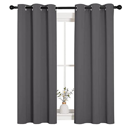NICETOWN Bedroom Curtains Blackout Drapery Panels, Three Pass Microfiber Thermal Insulated Solid Ring Top Blackout Window Curtains/Drapes (Two Panels, 34 x 54 inches, Gray) - color: Grey, size: 34"W x 54"L (Pack of 2)