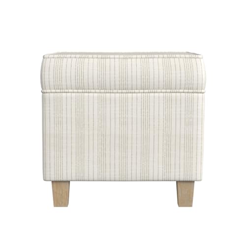 HomePop 18" Classic Square Storage Ottoman - Marigold Pinstripe Cream - color: Marigold Pinstripe Cream Fabric