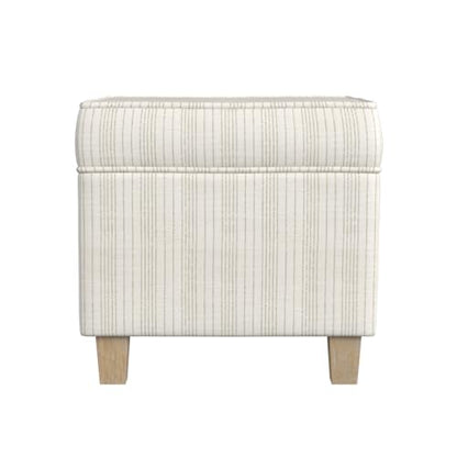HomePop 18" Classic Square Storage Ottoman - Marigold Pinstripe Cream - color: Marigold Pinstripe Cream Fabric