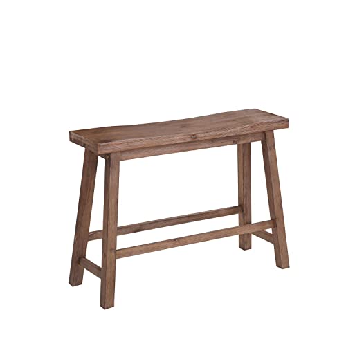 Boraam Sonoma Saddle Bench, 24-Inch, Barnwood Wire-Brush, Model:75025 - color: Barnwood Wire-brush Finish