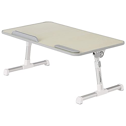 Amazon Basics Portable Foldable Adjustable Laptop Stand Tray Table Lap Desk for Bed and Couch, Fits up to 17-Inch Laptop, 12"x20", Cream - size: Medium