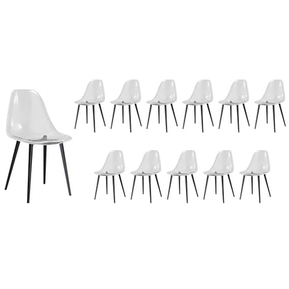 Baysitone Clear Dining Chairs Set of 12, Modern Kitchen Chairs with Transparent Seat, Acrylic Accent Side Chairs with Plating Metal Legs for Dining Room, Kitchen, Living Room with Black - color: Black, size: Set of 12