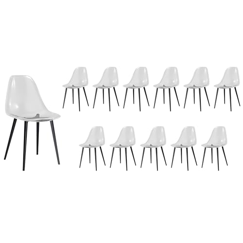Baysitone Clear Dining Chairs Set of 12, Modern Kitchen Chairs with Transparent Seat, Acrylic Accent Side Chairs with Plating Metal Legs for Dining Room, Kitchen, Living Room with Black - color: Black, size: Set of 12
