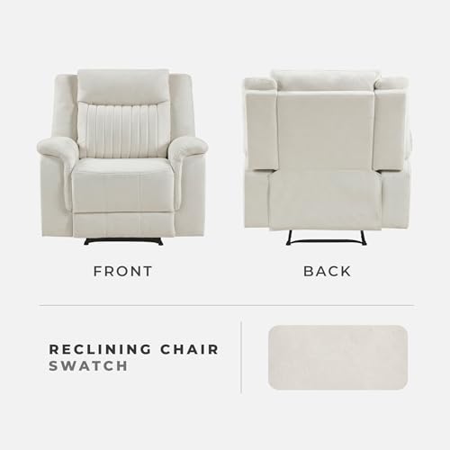 Lexicon Polished Microfiber Wall Hugger Manual Reclining Chair, Beige | 39.5"W Manual Recliner, Home Theater Seating for Living Room/Office/Apartment, Tool Free Assembly - color: Beige, size: Recliner