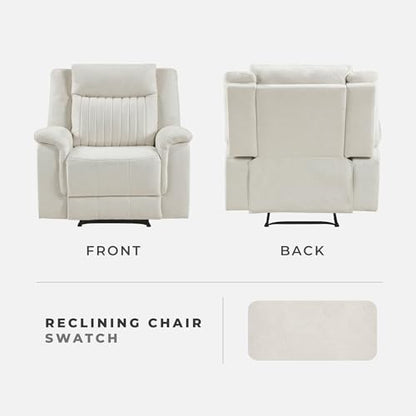 Lexicon Polished Microfiber Wall Hugger Manual Reclining Chair, Beige | 39.5"W Manual Recliner, Home Theater Seating for Living Room/Office/Apartment, Tool Free Assembly - color: Beige, size: Recliner