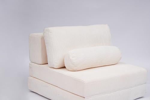 49" Foldable Modular Studio Couch, Space Saver Bed with High Density Foam, Sofa Individual with Creative Shape for Apartment Leisure Scenes, White - color: White