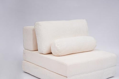 49" Foldable Modular Studio Couch, Space Saver Bed with High Density Foam, Sofa Individual with Creative Shape for Apartment Leisure Scenes, White - color: White