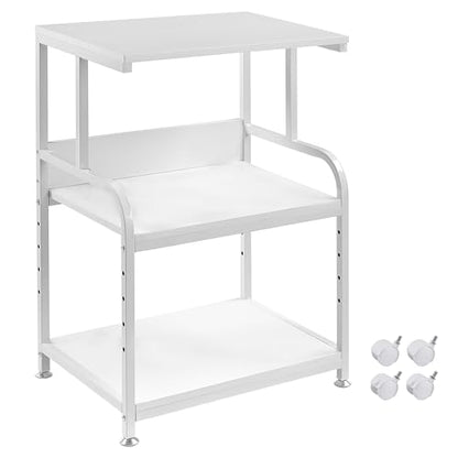 Fannova White Printer Stand Table with Height Adjustable Storage Shelf | 3 Tier Rolling Printer Cart with Wheels, Dual Printer Stand, Printer Side Table for Home Office Organization - color: White