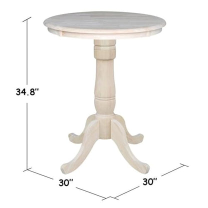 International Concepts 30" Round Top Natural Wood Counter Table - color: Unfinished