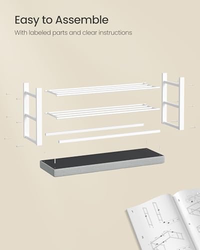 SONGMICS Shoe Bench, Storage Bench, Entryway Bench with Cushion | Shoe Shelf with Seat, Space-Saving, Modern Style, 39.4"W, Dove Gray and Cloud White ULBS579W01 - color: Dove Gray + Cloud White, size: 39.4"W