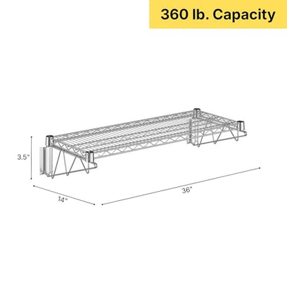 14" x 36" Chrome Wire Wall Mount Shelf - color: Chrome, size: 14" x 36"