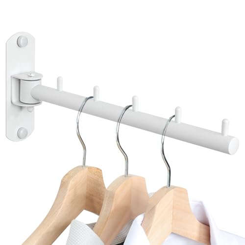 Mooche Swing Clothes Hanger Rack, Garment Racks 9.45" Long, White | 180°Rotation Laundry Drying Rack 304 Stainless Steel Space Saving Wall Mounted for Laundry Room Bedroom Balcony - color: White, size: 1 Pack