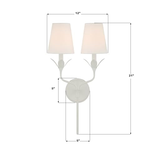 Crystorama Broche 2 Light Matte White Sconce - color: Matte White, size: Width: 12 Inches