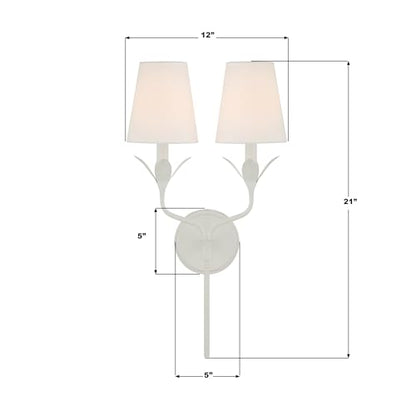 Crystorama Broche 2 Light Matte White Sconce - color: Matte White, size: Width: 12 Inches