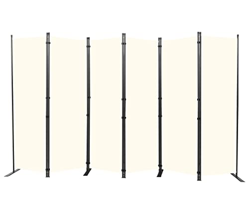 Room Divider 6 Panel-132''Wide,6FT Room Dividers and Folding Privacy Screen | Wider Metal Base & Non-wobbly,Fabric Divider Panel for Room Partition, Portable Large Wall Divider Screen for Office,Studio - color: Beige, size: 6 Panel-132''W