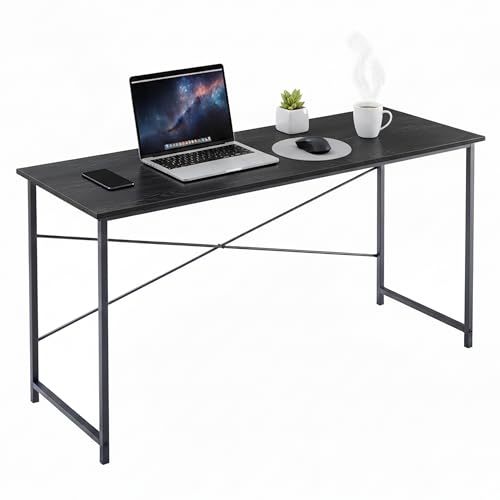 55 Inch Computer Desk, Writing Desk for Home Office Study Workspace | 265 lb Capacity, Reinforced X-Frame, Waterproof MDF Top, Scratch-Resistant Surface, Easy Assembly, Black - color: Black, size: 55 Inch