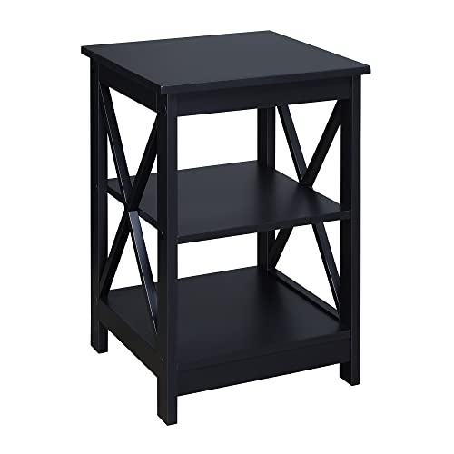 Convenience Concepts Oxford End Table 15.75" - Modern Living Room Table with Storage Shelves, Transitional Nightstand Side Table for Home Decor and Display, Black - color: Black