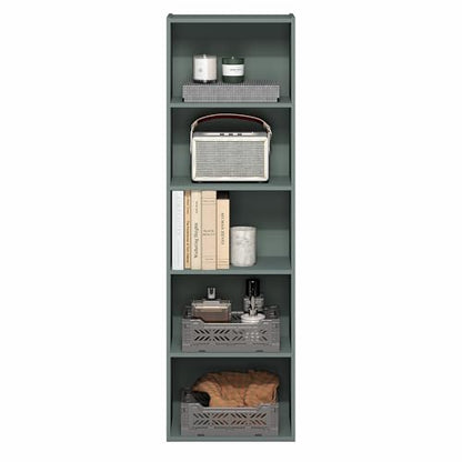 Furinno LUDER Book Shelf, 5-Tier Bookshelf, Bookcase with Open Shelves, 9.4 x 15.8 x 52, Easy Assembly, for Living Room, Bedroom, Home Office, Sage Green - color: Sage Green, size: 5-Tier