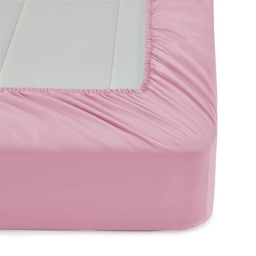 Amazon Basics 5-Piece Soft, Easy-Wash Microfiber Kid's Bed-in-a-Bag Bedding Set with Sheet and Comforter, Twin, Pink, Solid - color: Pink, size: Twin