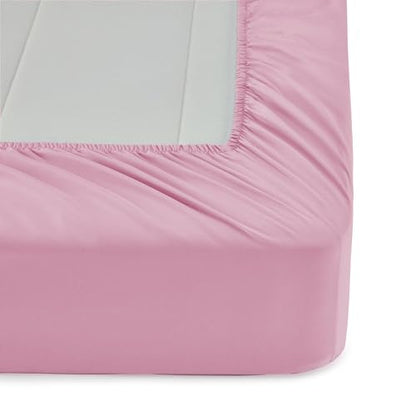 Amazon Basics 5-Piece Soft, Easy-Wash Microfiber Kid's Bed-in-a-Bag Bedding Set with Sheet and Comforter, Twin, Pink, Solid - color: Pink, size: Twin