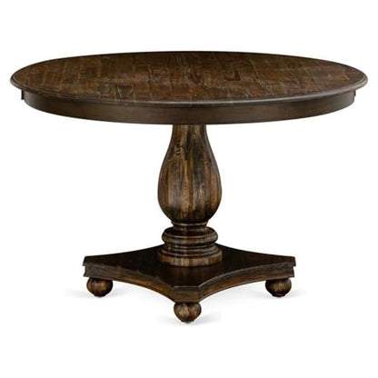 FE2-07-TP Ferris Dining Table - a Round Wooden Table Top with Pedestal Base, 48x48 Inch, Distressed Jacobean - color: Fe2-07-tp, size: 48x48 Inch