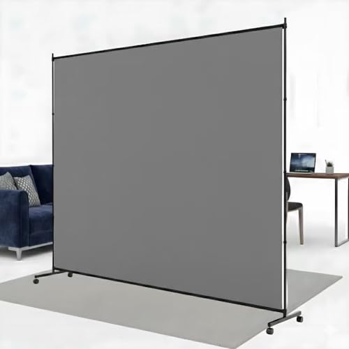 Large Single Panel Room Divider, 73" x 75" Freestanding Privacy Screen with Wheels, Thickened Fabric Partition Wall for Room Separation, Portable Room Separator for Indoor Office, Bedroom,Patio - color: Grey