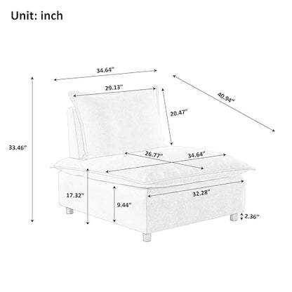 Accent Chair Armless Lounge Chair， Modern Chenille Fabric Single Sofa with Adjustable Backrest, Comfy Upholstered Vanity Chair for Small Spaces, Living Room, Bedroom - Beige - color: Beige, size: Accent Chair