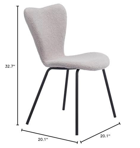 Zuo Thibideaux Dining Chair (Set of 2) Light Gray, Gray Dining Chair, Stackable for Space Saving Storage, Plywood, Indoor Dining, 20.1" W x 20.1" D x 32.7" H