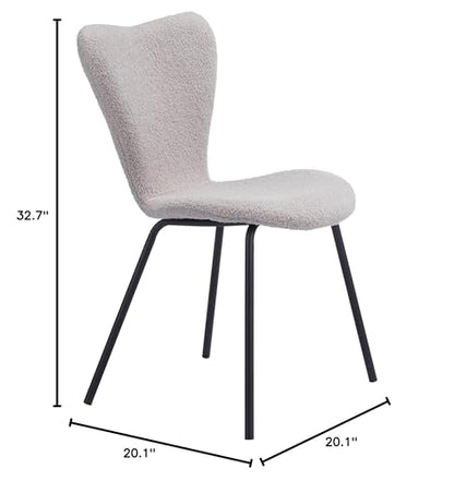 Zuo Thibideaux Dining Chair (Set of 2) Light Gray, Gray Dining Chair, Stackable for Space Saving Storage, Plywood, Indoor Dining, 20.1" W x 20.1" D x 32.7" H