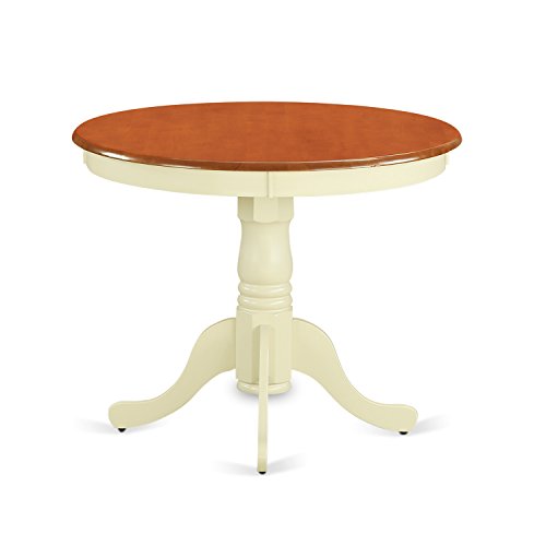 East West Furniture ANIP5-BMK-W 5 Piece Dining Table Set for 4 Includes a Round Kitchen Table with Pedestal and 4 Dining Room Chairs, 36x36 Inch, Buttermilk & Cherry - color: Anip5-bmk-w
