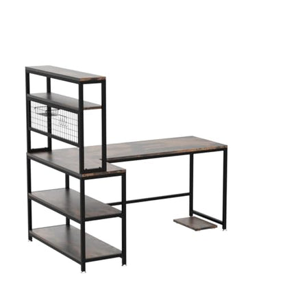 Tribesigns 55" Computer Desk Large Office Desk Study Table (Brown) | L-Shaped Writing Desk Workstation with Hutch, Wireless Charging, Open Storage Shelves, and Movable CPU Stand for Home Office - color: Brown