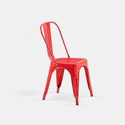 AC Pacific 18 Inch Seat Height Industrial Metal Dining Chairs, Stackable Kitchen or Bar Seat, Durable Modern Design, Versatile Accent Furniture, Set of 2, Red - color: Red, size: Set of 2