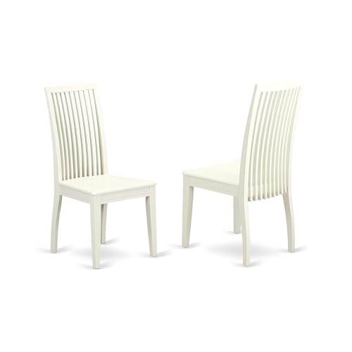 East West Furniture ANIP3-LWH-W 3 Piece Modern Dining Table Set Contains a Round Kitchen Table with Pedestal and 2 Dining Room Chairs, 36x36 Inch, Linen White - color: Anip3-lwh-w