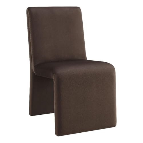 Modway Emory Upholstered Dining Side Chair in Chocolate - Single Armless Slipper Chair - Padded Performance Velvet Accent for Dining Room, Kitchen - color: Chocolate