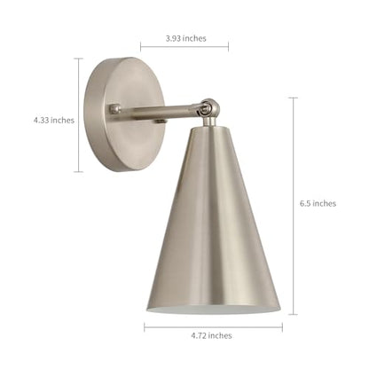 MWZ Brushed Nickel Wall Sconce Set of Two, Modern Sconces Wall Lighting Fixtures with Silver Metal Shade, Indoor Wall Mount Swing Arm Lamp for Bedroom,Bedside,Bar,Kitchen,Hallway - color: Brushed Nickel