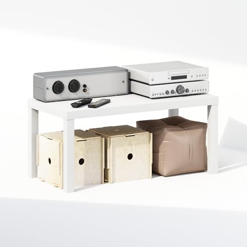 Furinno Simplistic TV Stand, Modern Entertainment Center, Triple Thick TV Table, TV Console for TV up to 40 Inch, for Living Room, Bedroom, White - color: White, size: 40" TV, Wooden Frame