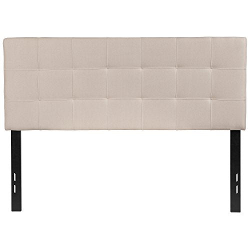 Quilted Tufted Upholstered Full Size Headboard in Beige Fabric - color: Beige, size: Full