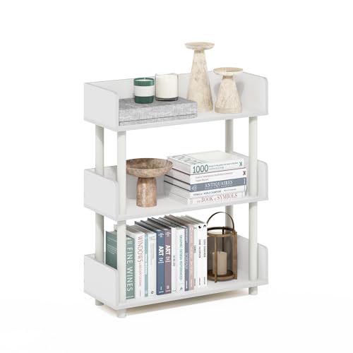Furinno Turn-N-Tube 3-Tier Display Shelf, Storage Shelves, Book Shelf, Open Shelves with Rounded Corner Top Edges, for Organization and Storage, Living Room, Home Office, White - color: White/White, size: 3-Tier Rack