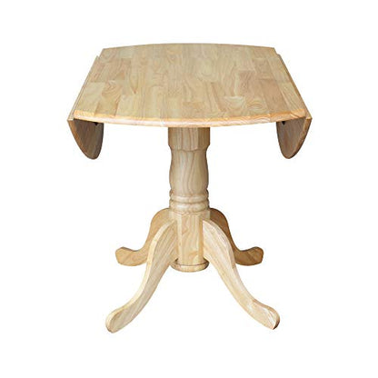 IC International Concepts 42" Solid Wood Drop Leaf Pedestal Dining Table - color: Natural