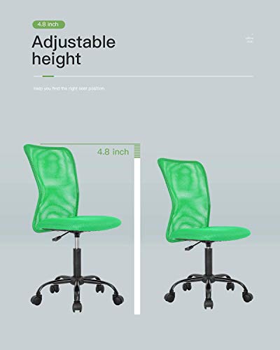 Armless Computer Chair Mesh Office Task Chair Desk Chairs Swivel Rolling Chair with Ergonomic Backrest Height Adjustable Home Office Chair for Adults, Green - color: Green