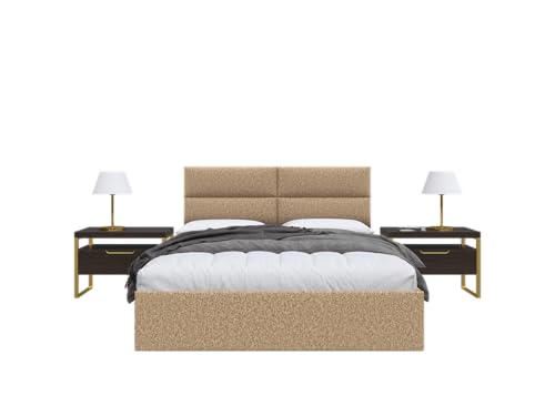 Vänt Wall Mounted Headboard Panels, Queen/Full, Faux Merino Wool Camel - color: Faux Merino Wool Camel, size: 30"