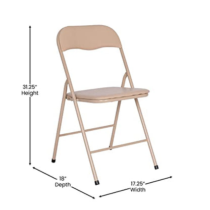 EMMA + OLIVER Tan Square Folding Card Table and Chairs Set for 4 Players | Lightweight, Easy Storage, Padded Top - color: Tan