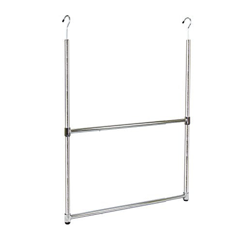 Oceanstar ACR1538C 2-Tier Portable Adjustable Rod Closet Hanger, Chrome