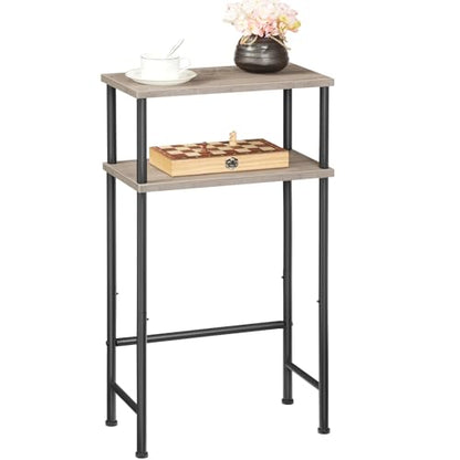 HOOBRO Narrow Console Table for Small Space, 15.7" Entryway Table with Storage, 2 Tier Sofa Table with 2 Shelves, Skinny Console Table for Entryway, Hallway, Living Room, Greige and Black BG40XG01 - color: Greige + Black