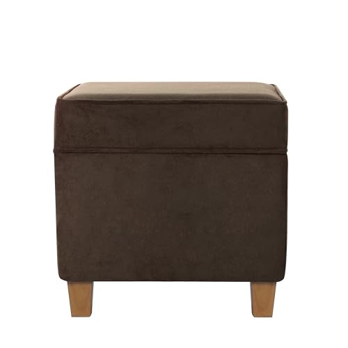 HomePop 18" Classic Square Storage Ottoman - Chocolate Brown Velvet - color: Chocolate Brown Velvet