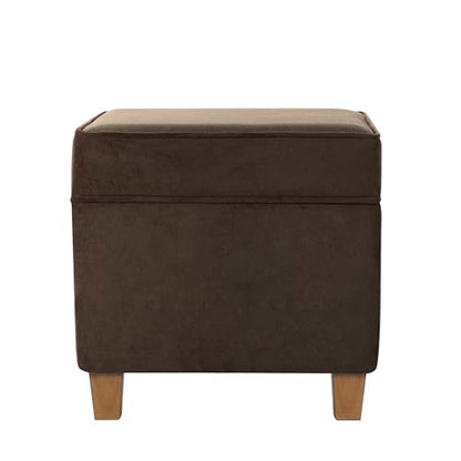 HomePop 18" Classic Square Storage Ottoman - Chocolate Brown Velvet - color: Chocolate Brown Velvet